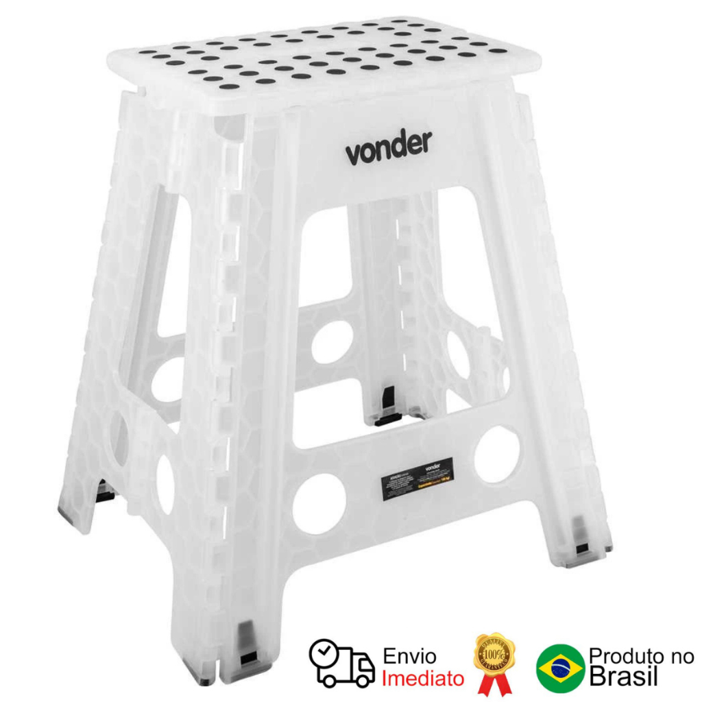 Banqueta Plástica Dobrável Transparente 450 Mm Vonder em Oferta na Shopee