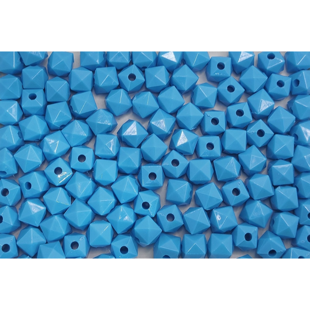 Pedraria cristal cubo quadrado dadinho acrilico 8mm Cores 038,115,113,102,110, 110, Colorido Leitoso+1Nylon 060mm