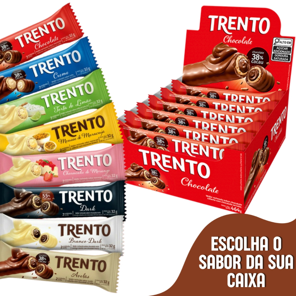 Chocolate Trento 29gr C/16 Unidades Peccin em Oferta na Shopee