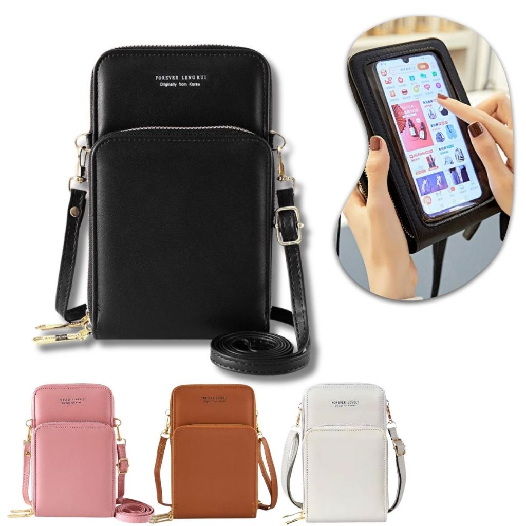 Bolsa Feminina Transversal Porta Celular Modelo Carteira C/ Alça Tiracolo Casual Escola Trabalho Cor