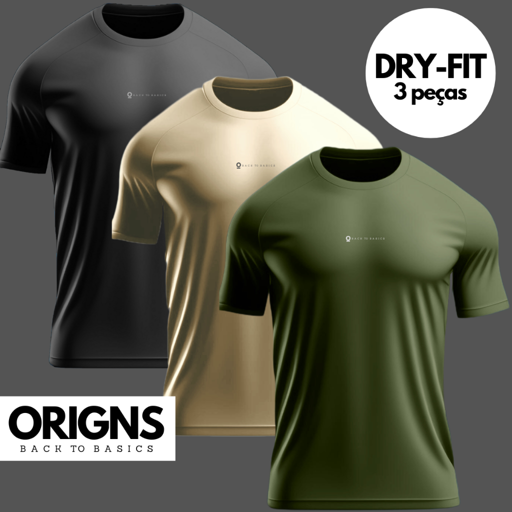 Kit 3 Camiseta Dry Fit Masculina Lisa Manga Curta Camisa Academia Treino Fitness Esportes em Oferta na Shopee
