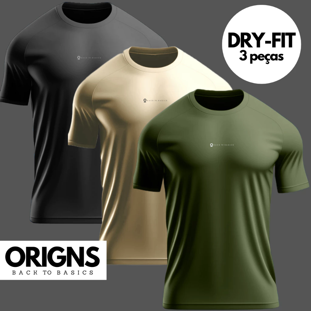 Kit 3 Camiseta Dry Fit Masculina Lisa Manga Curta Camisa Academia Treino Fitness Esportes