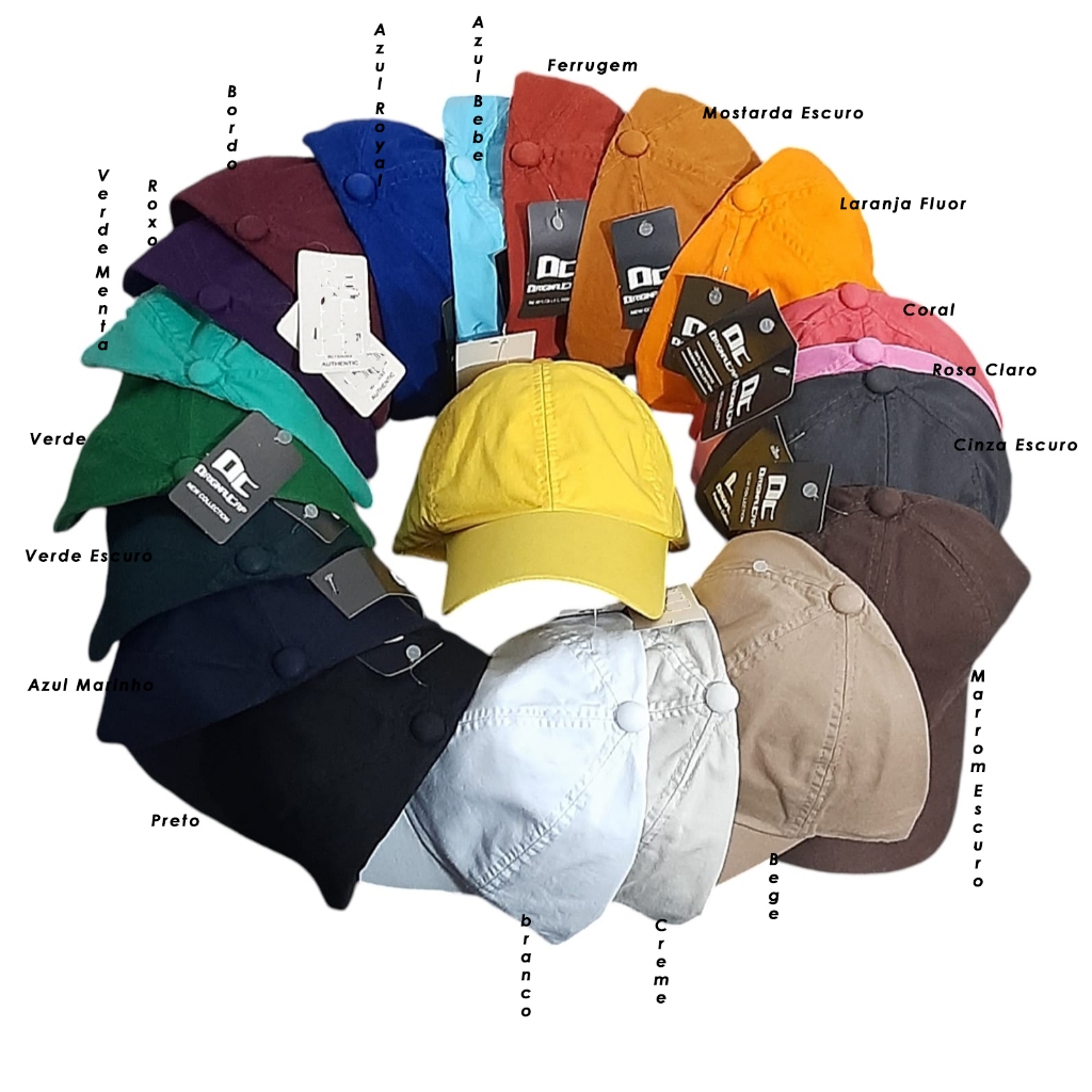 Atacado acima de 12 pçs- Bone Liso em sarja leve 100% Algodão, ideal para bordar , estampar, patches