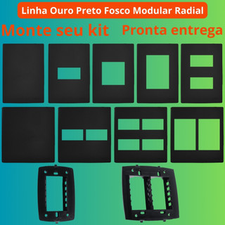 Placas (Espelhos) 4x2 | 4x4 para Tomadas e Interruptores Linha Ouro Preto Fosco Modular RADIAL