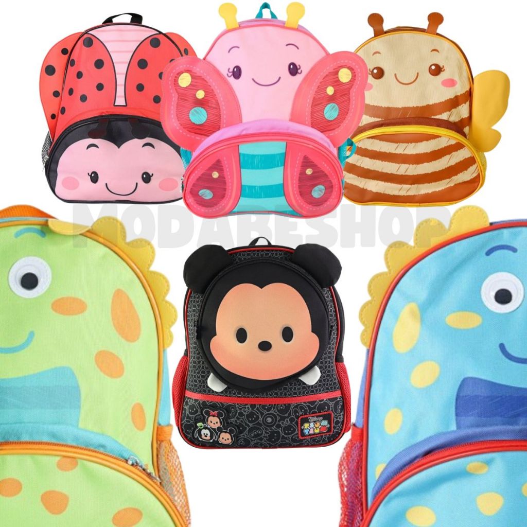 Mochila Escolar Infantil Costas Passeio p/ Bebês Crianças Excursão Creche Viagens Clio Pets Zoo Bichinhos Animais 3D