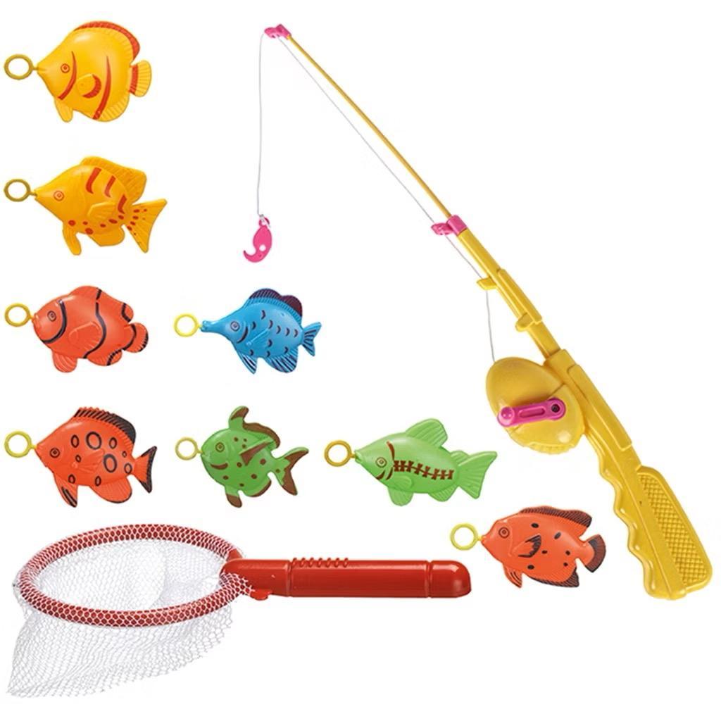 Super Kit Pesca Completo, Molinete com Linha e Anzol, 8 Peixinhos, Cesta p/ Pegar os Peixes, Carretilha, Pescaria Pesca em Oferta na Shopee