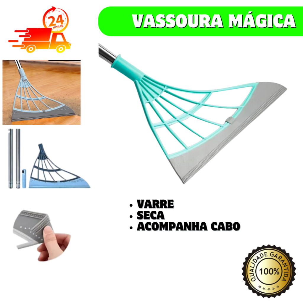 Vassoura mágica rodo multiuso mop tira sujeira limpa vidro esfrega esfregão cabo inox desmontavel