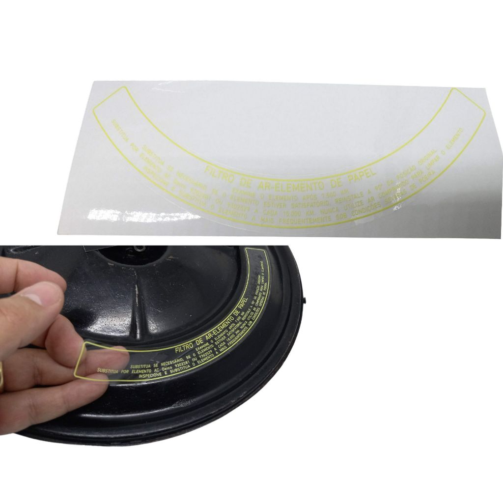 ADESIVO FILTRO DE AR ELEMENTO DE PAPEL / OPALA E CARAVAN  / VINIL TRANSPARENTE PADRÃO GM