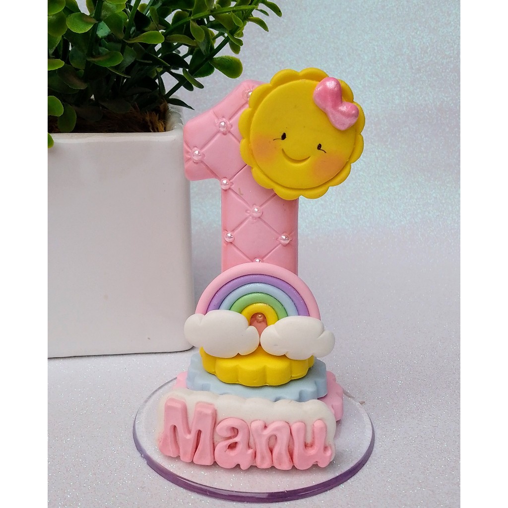 Vela aniversario biscuit arco-íris