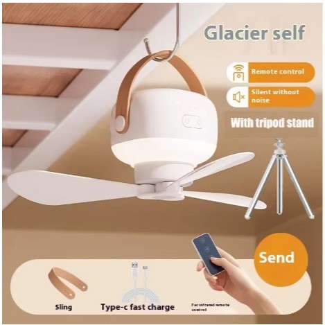 Ventilador elétrico com controle remoto, ventiladores de teto, lâmpada da noite, casa, ao ar livre, camping, barraca