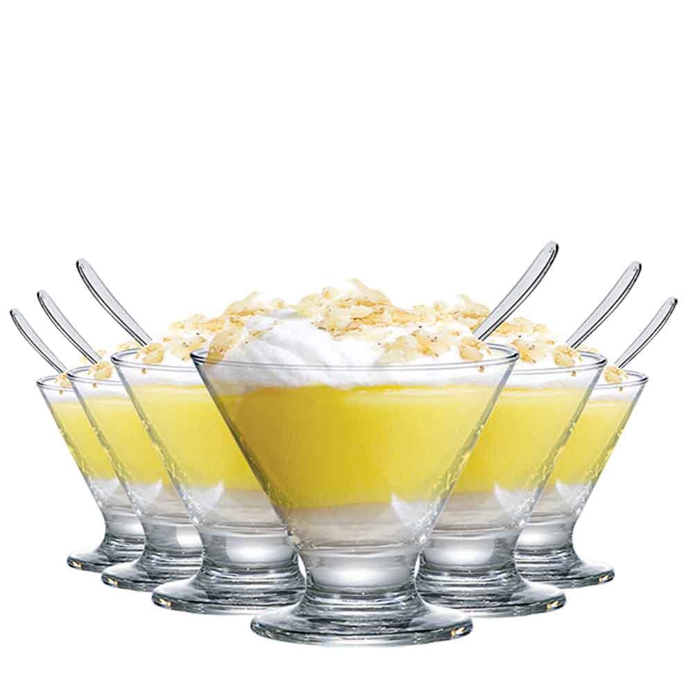 Jogo de Taças de Sobremesa de Vidro New Egito (6 Taças + 6 Colheres) 225ml - Ruvolo - Home & Living