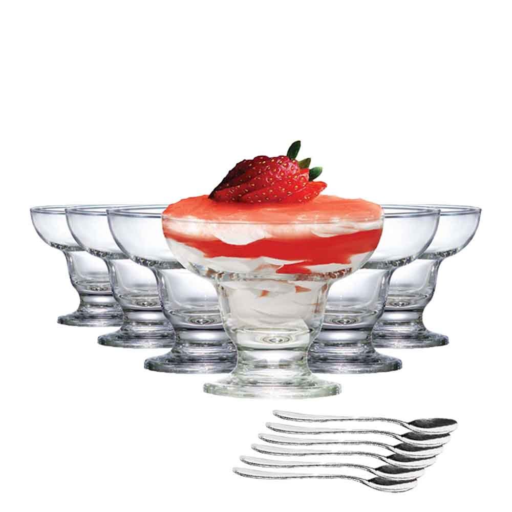 Jogo de Taças New Cancun, 6 Taças de Vidro 300ml e 6 Colheres - Ruvolo em Oferta na Shopee