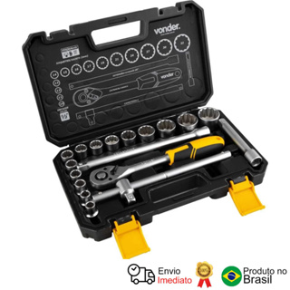 Jogo De Soquetes Estriados 1/2 Até 32mm 18 Pçs Vonder em Oferta na Shopee