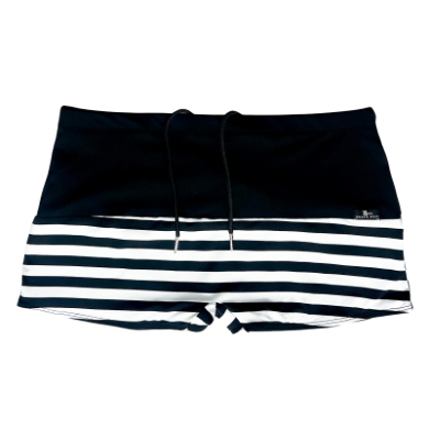 Sunga Boxer Adulto Moda Praia Forrada Cordão Ponteira Maritimo Preto e Listras Pretas Proteção UV em Oferta na Shopee