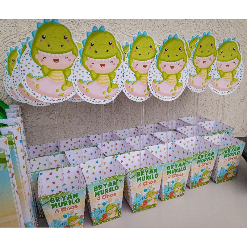 Kit Centro de mesa Festa Dino Baby | Personalizado | Enfeite Cachepô | Decoração