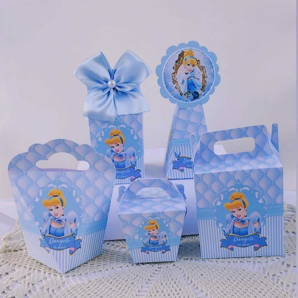 Kit Caixas Princesa Cinderela / Cinderela Personalizada + BRINDE /Lembrancinha de Festa /Aniversário