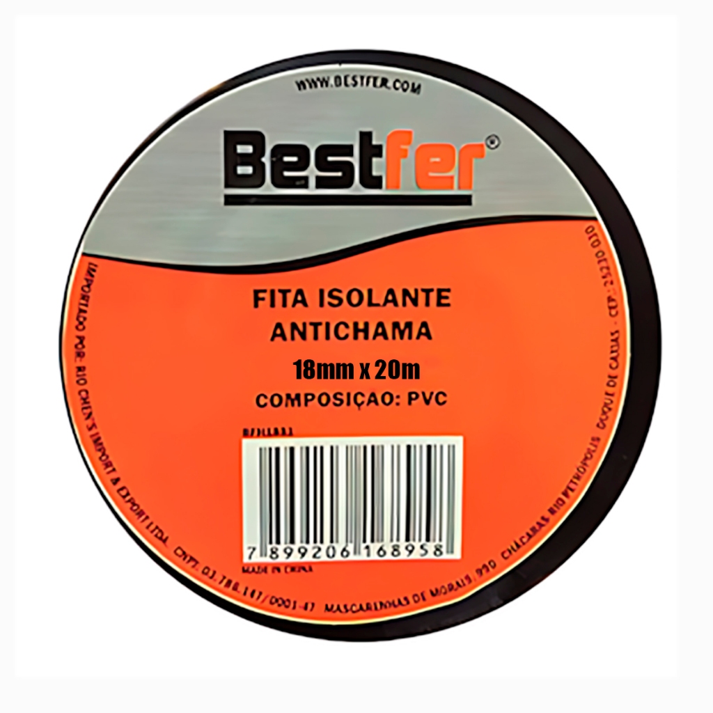 Kit Com 10 Fita Isolante Antichama Preta 20m Bestfer .