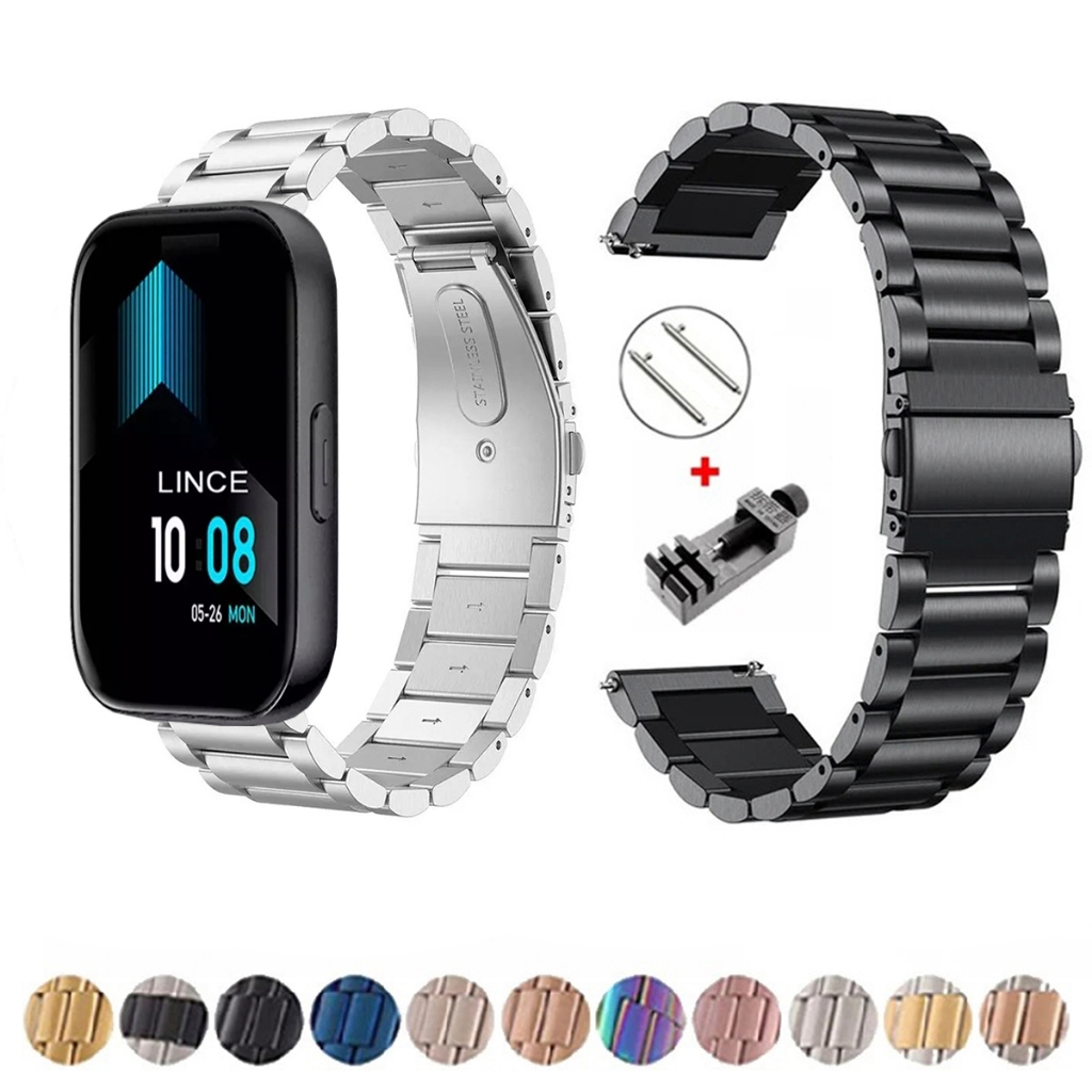 Pulseira de 22mm Metal Elos de aço inox para Smartwatch Lince FIt 3 de Engate Rapido