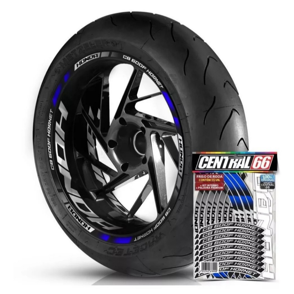 Friso Premium M2 + Adesivo Interno G Honda Cb 600f Hornet Roda Azul