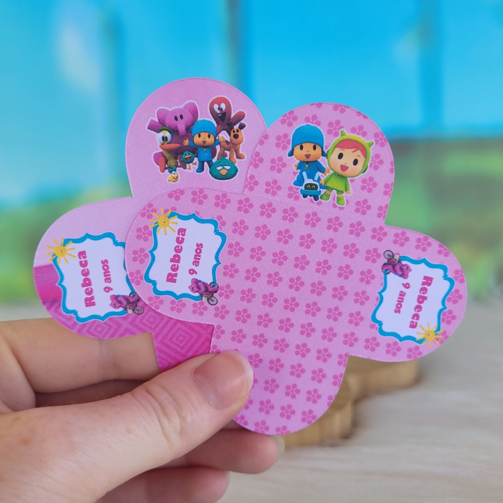 24 a 96 Forminha de doce brigadeiro Personalizada POCOYO ROSA MENINA - 4 pétalas - Festa de aniversário - Lembrancinha