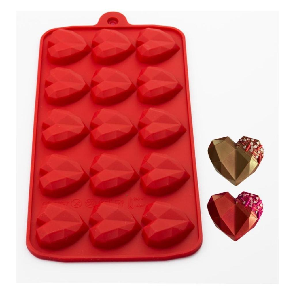 Forma em Silicone Antiaderente Para Chocolate Doces e Bombons Molde Coração 3D - Prime Chef