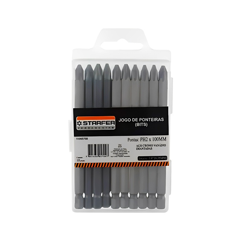 Jogo 10 Bits Ponta Phillips 2 P/ Parafusadeira 100mm Starfer - Oferta enviamo imediato