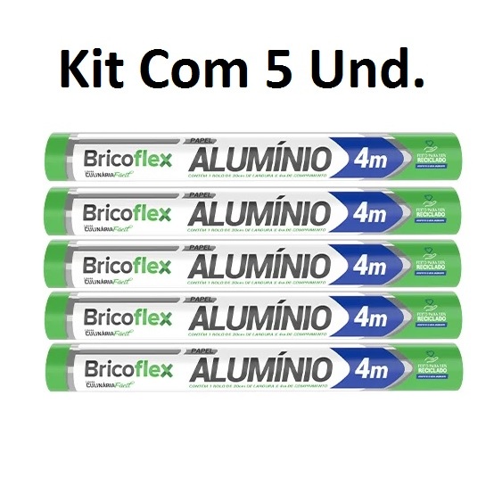 Kit 5 Papel Alumínio 30cm 30x4m - Bricoflex