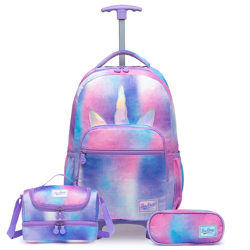 Kit Mochila De Rodinha Escolar Infantil Unicórnio Reforçada - Baby & Kids Fashion