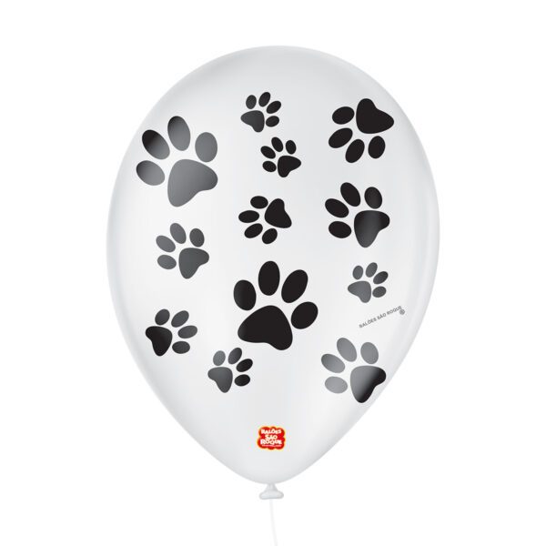 Balões São Roque Decorado Pata De Cachorro Branco/Preto Nº9 C/25un em Oferta na Shopee
