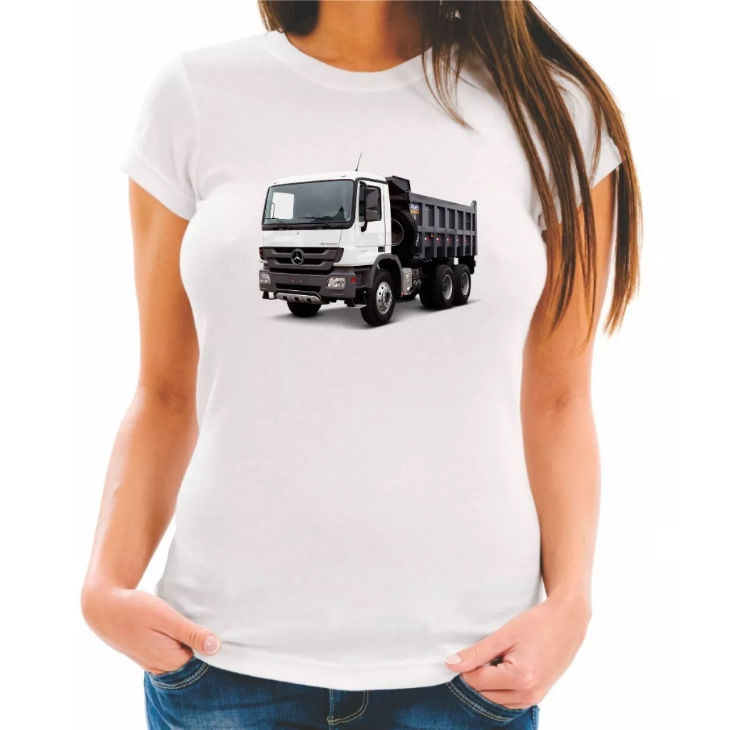 Camiseta Baby Look Estampa Transporte Caminhão 34