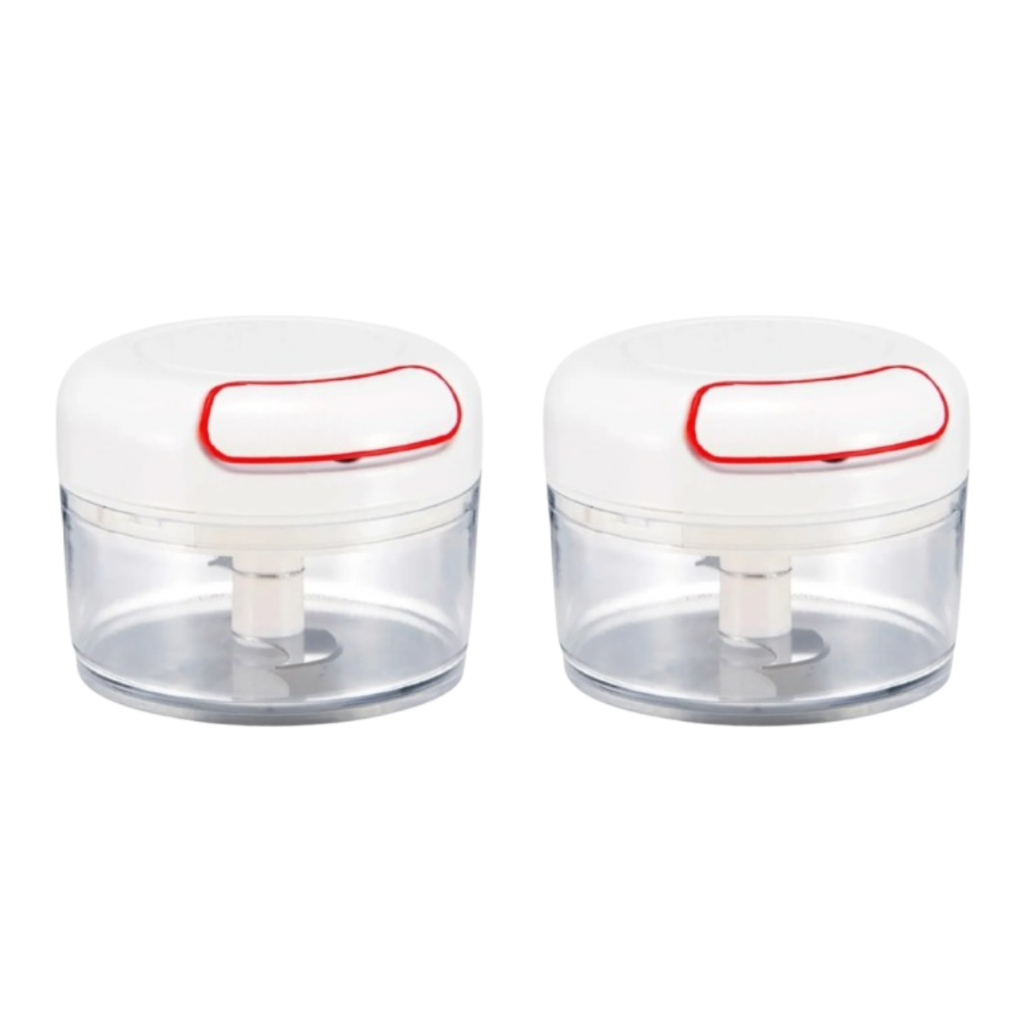 Mini Processador Triturador Alimentos Manual Inox 2 Lâminas Picador Cortador Carne Legumes Alho Portátil Multiuso