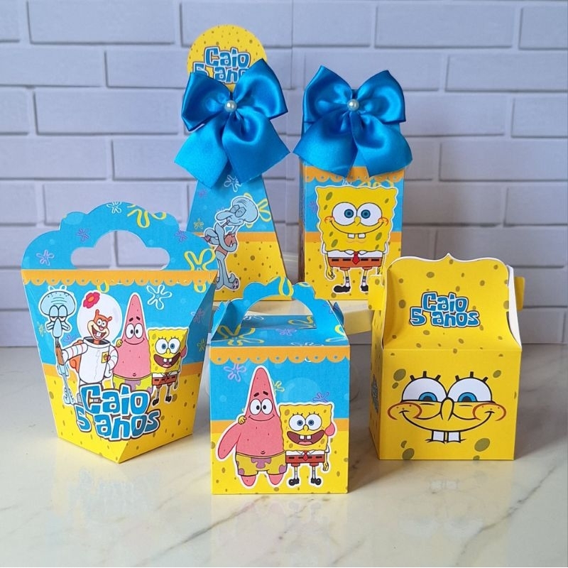 Kit Festa Bob Esponja Azul Personalizados Lembrancinhas Festa Infantil Aniversário Mimo Caixinhas