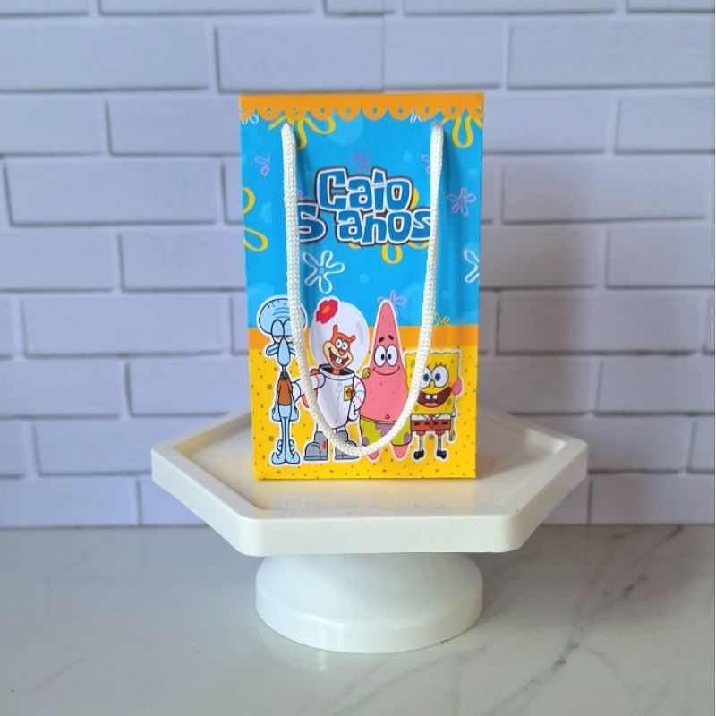 Sacolinha Surpresa Personalizada Bob Esponja Lembrancinhas Festa Infantil Aniversário PEGUE E MONTE