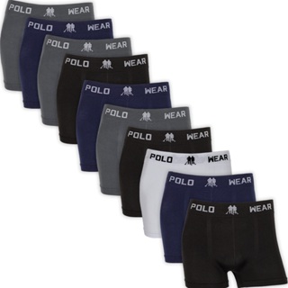 Kit 10 Cuecas Boxer Polo Wear Masculina Poliéster Sem Costura Cueca Box Adulto Confortável em Oferta na Shopee