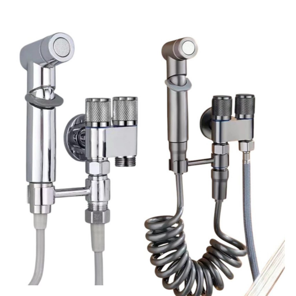 Ducha Higiênica Para Banheiro Lavatório Registro Duplo Chumbo/Cromada Inox ABS KIT DUCHA + REGISTRO DUPLO