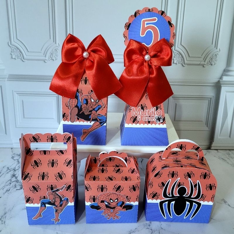 Kit Festa Personalizados Homem Aranha Pegue e Monte Lembrancinha Caixinha