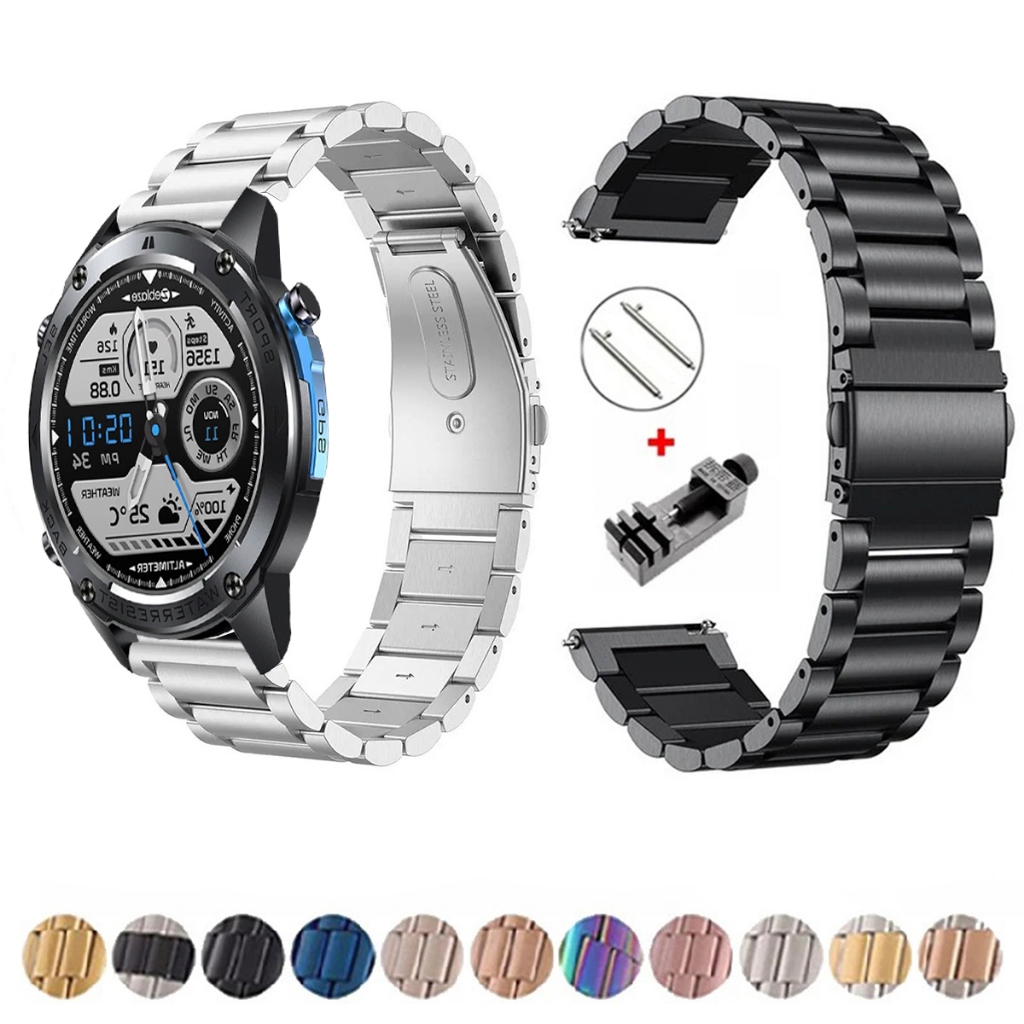 Pulseira de 22mm Metal Elos de aço inox para Zeblaze Stratos 2 Ultra de Engate Rapido