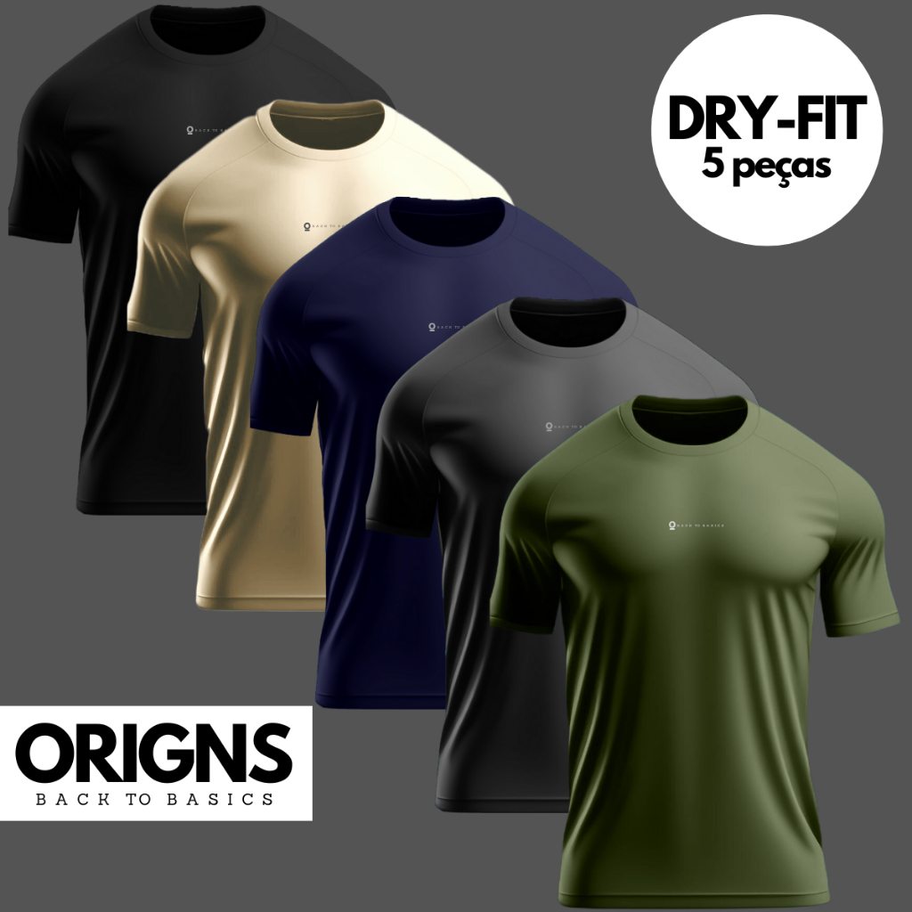 Kit 5 Camiseta Dry Fit Masculina Lisa Manga Curta Camisa Academia Treino Fitness Esportes em Oferta na Shopee