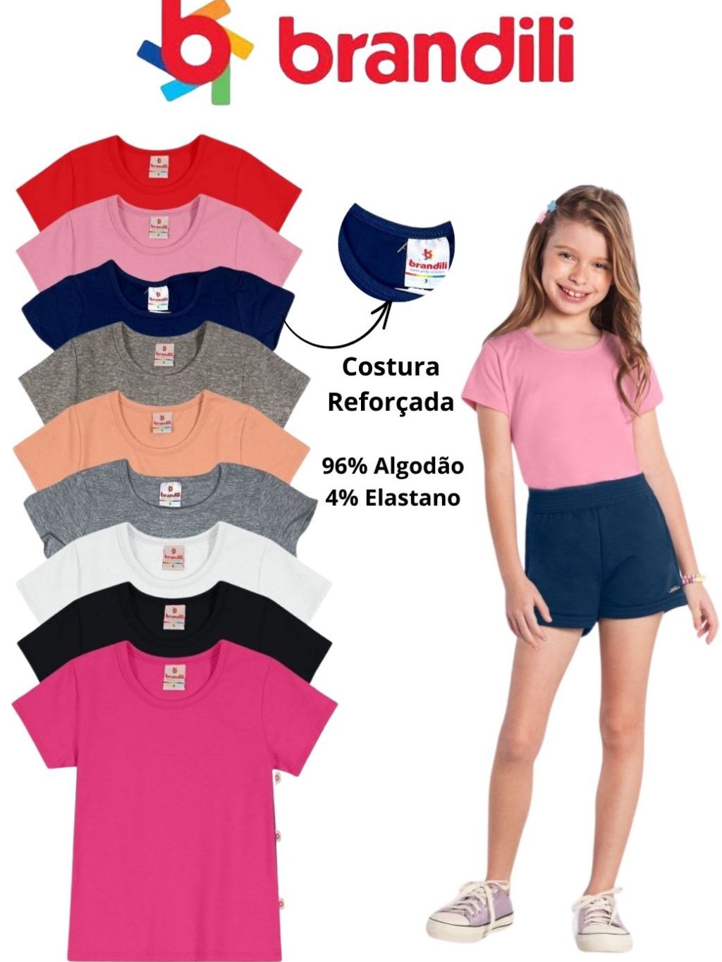 Blusa Infantil Baby Look Cotton Brandili Roupa Infantil Roupa Menina Blusinha Infantil Menina Linda Roupa Menina 80070