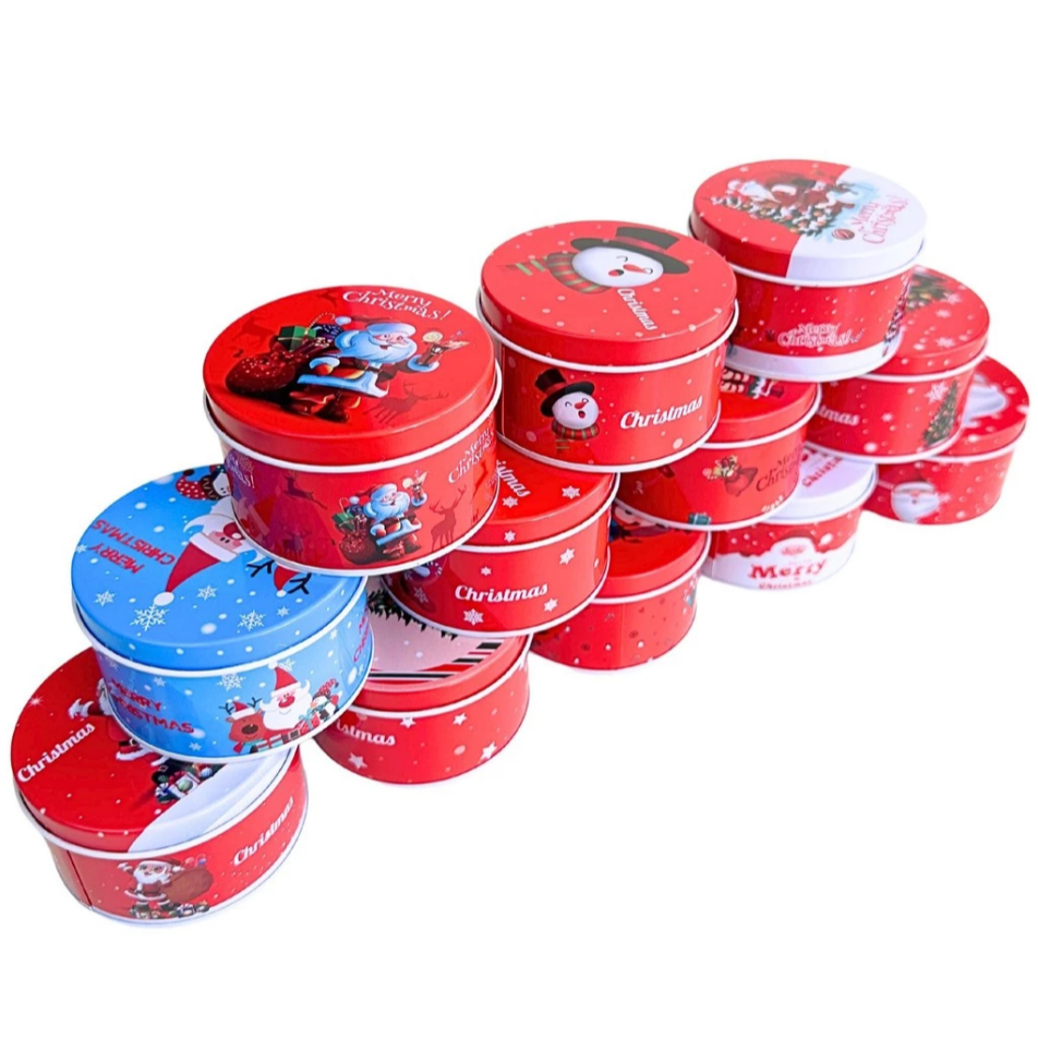 Lata de Metal natal vermelho decorativo sortido natalino em Oferta na Shopee