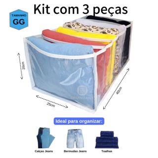 Kit 3 colmeias organizadora de/Calça jeans/20x25x40cm Organizalux em Oferta na Shopee