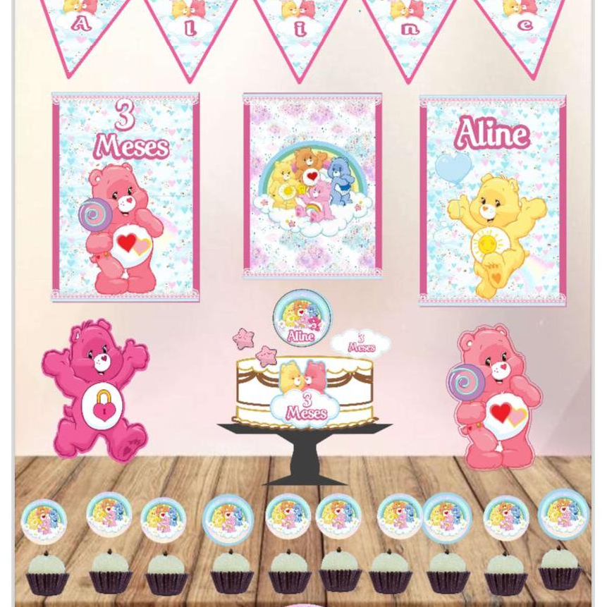 Kit Só Um Bolinho/Kit Festa Facil/Mesversario Ursinhos Carinhosos Rosa/Azul em Oferta na Shopee