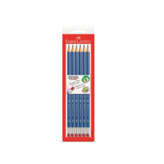 EcoLápis Preto B Nº2 Redondo Com Borracha 6 UN Faber Castell em Oferta na Shopee