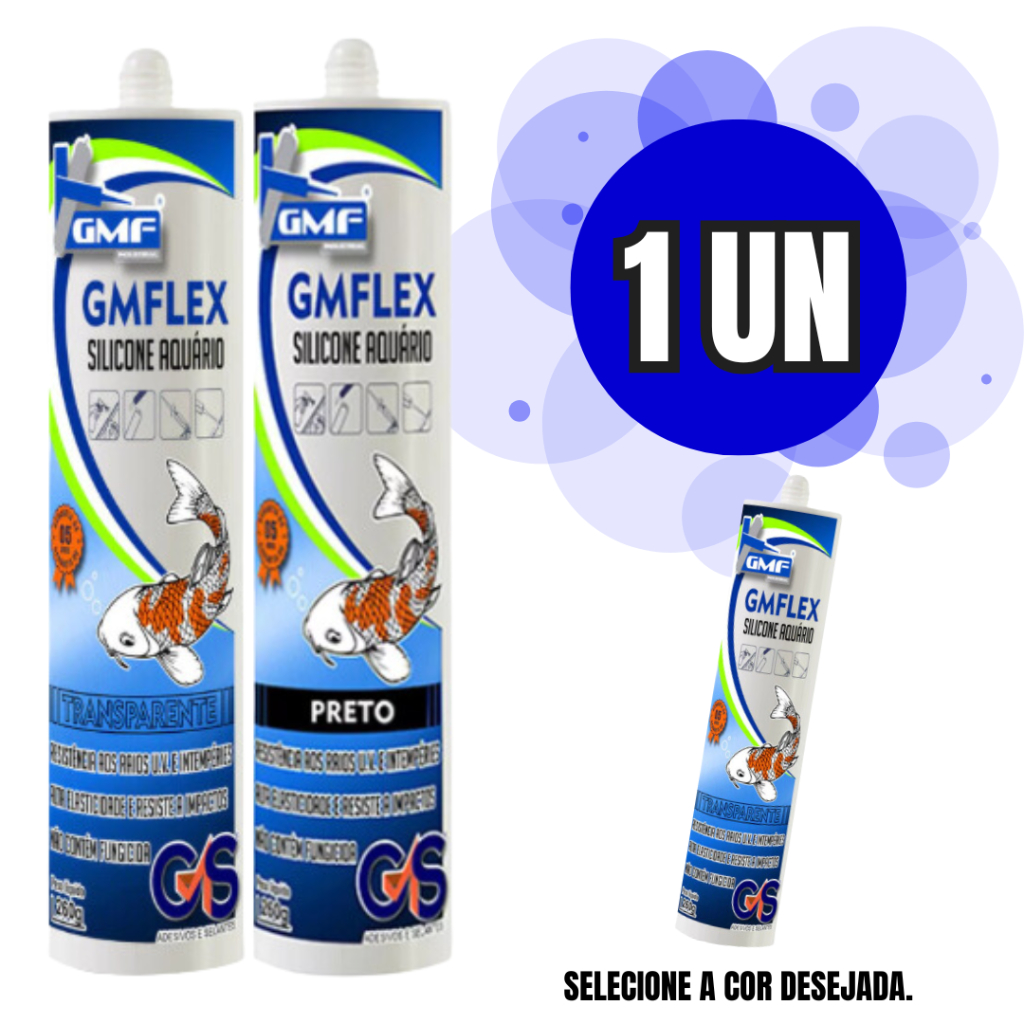 Silicone Aquario GMF Selante Transparente e Preto - 260GR