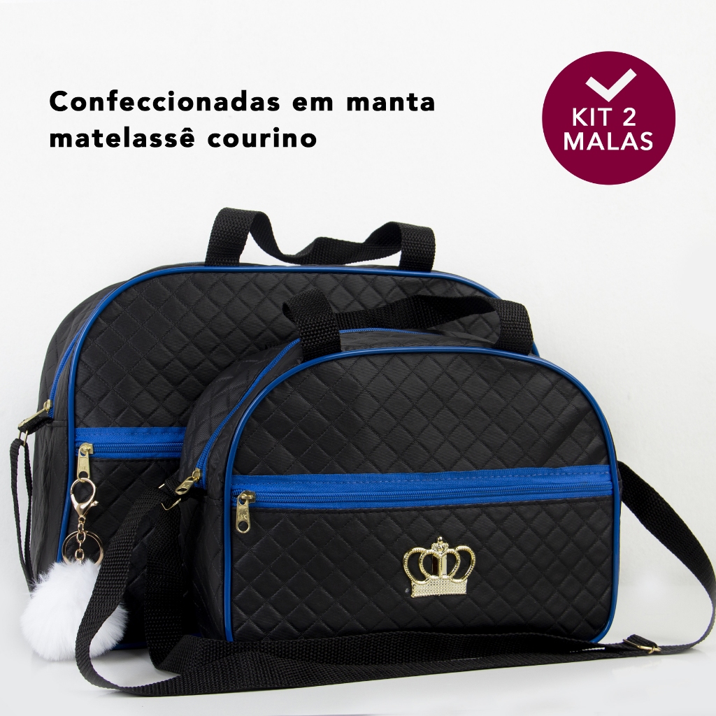 Kit 2 Peças Bolsa Mala Maternidade Grande Saída De Hospital Menino Menina C/ Pompom