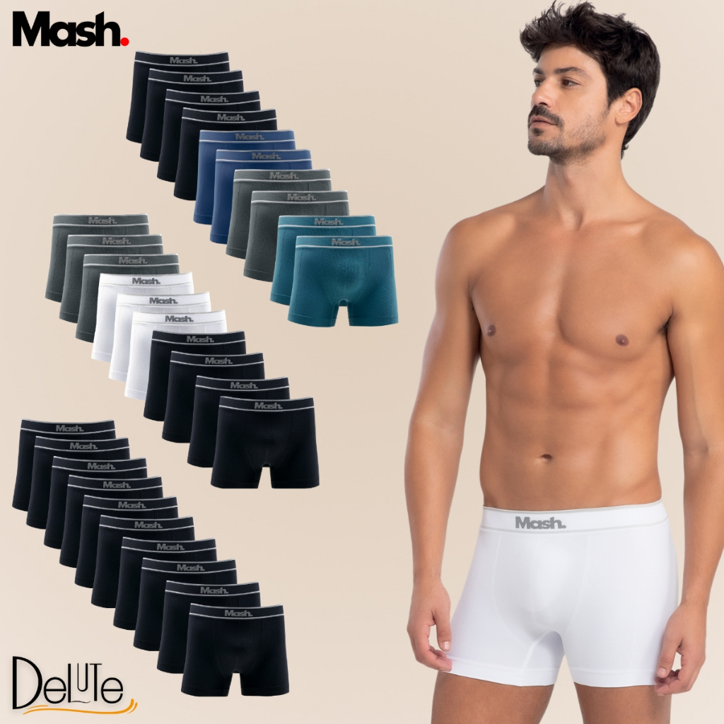 Kit Com 10 Cuecas Box Boxer Sem Costura Microfibra Confortável Original Mash