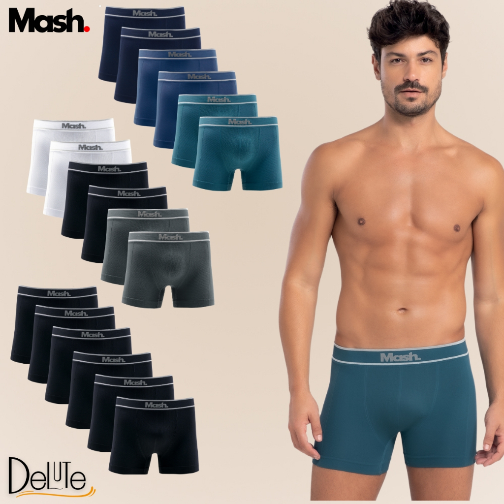 Kit 6 Cuecas Boxer Sem Costura Microfibra Confortável Original Mash Box