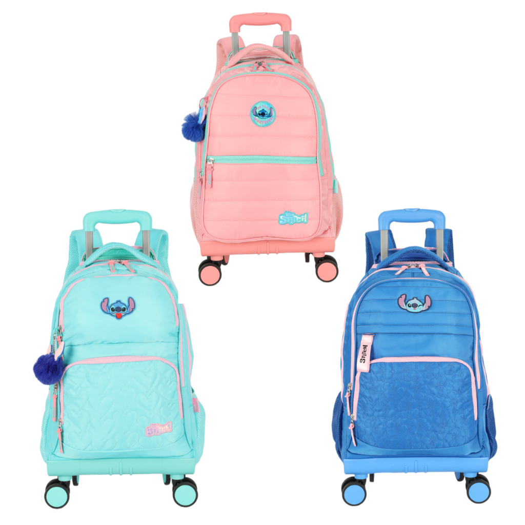 Mochila com Rodinhas 360° e Alças Stitch Premium Lançamento 2025 Luxcel