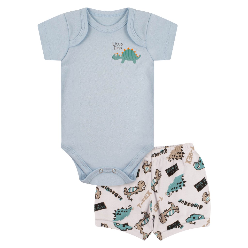 Kit 3 conjunto body bebê manga curta shorts verão roupa de bebê