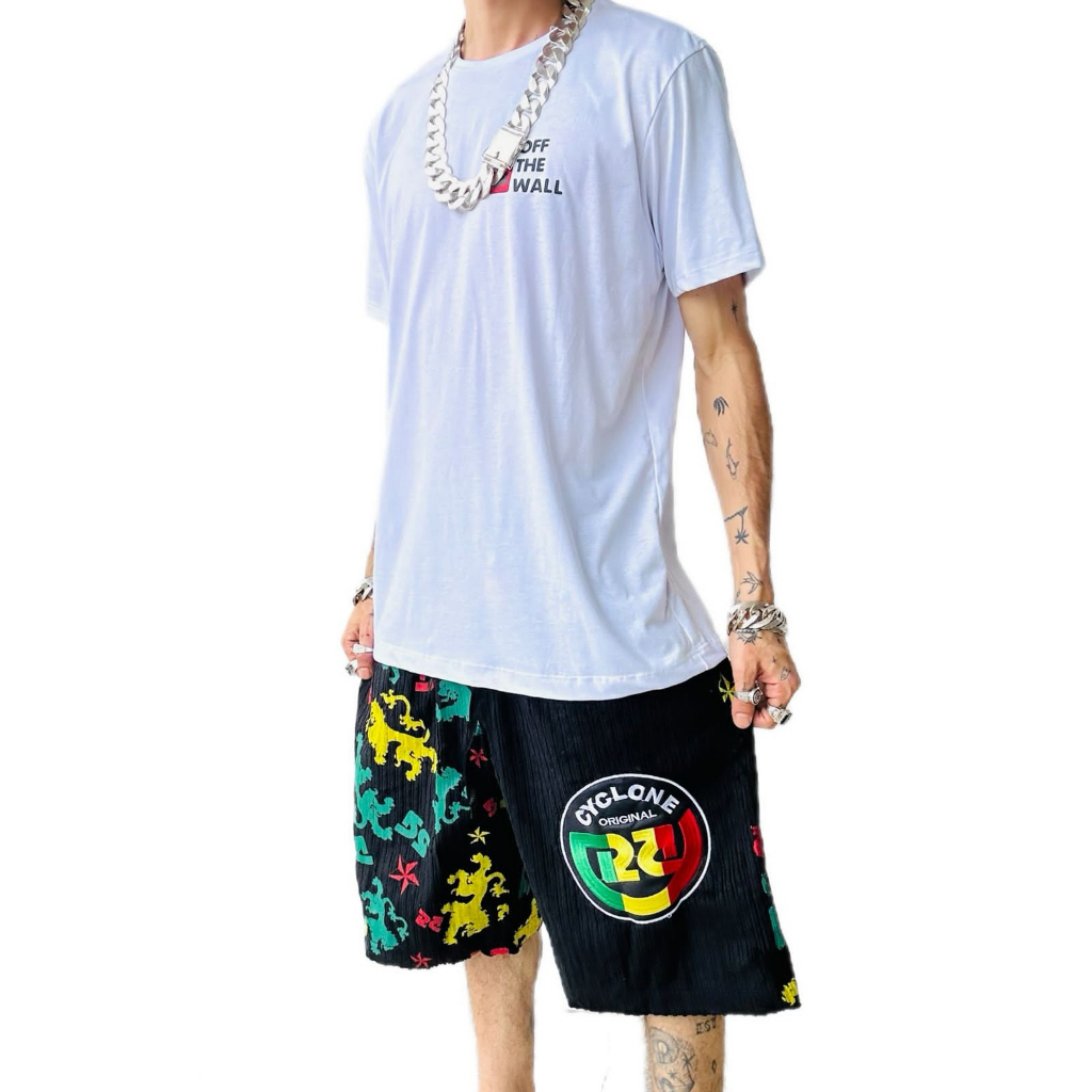 Bermuda Da Cyclone Veludo Mandrake + Camiseta Preta Surf